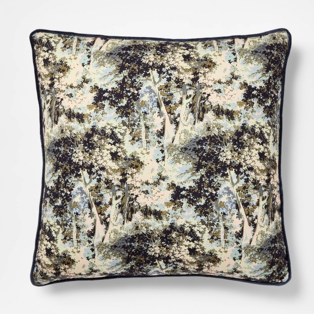 Studio McGee Threshold Abstract Tree Printed Throw Pillow Gusset Navy 24" Fall